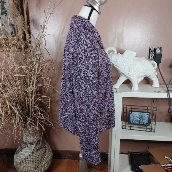 Dress Barn Size Medium M Purple Marbled Zipper Sweater Winter Warm Cozy Comfy - Picture 9 of 11